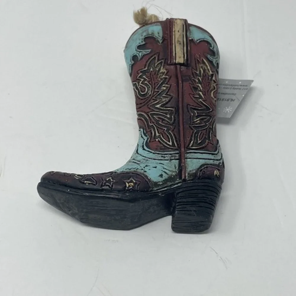 New Blue Cowboy Boot CHRISTMAS  ORNAMENT 3” Western Country Ranch  Cowgirl‎